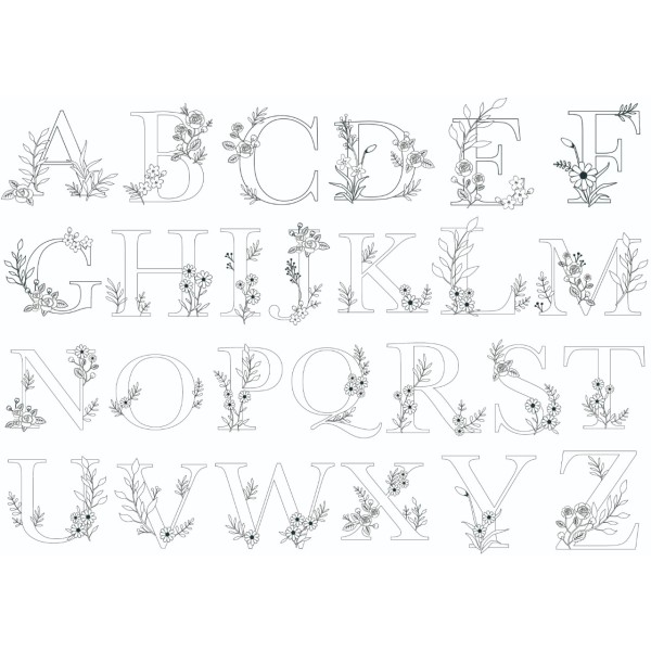 Sticker de bordado (Abecedario flores)