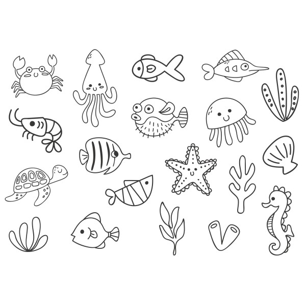 Sticker de bordado (animales marinos)