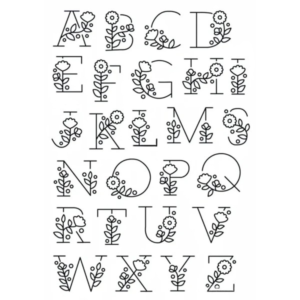 Sticker de bordado (Abecedario simple)